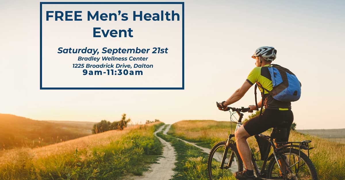 men's event logo - man on bicycle on trail