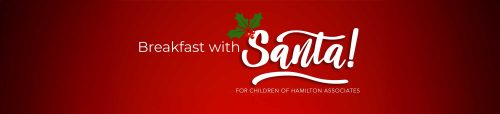 Breakfast with santa - script on red backgroun