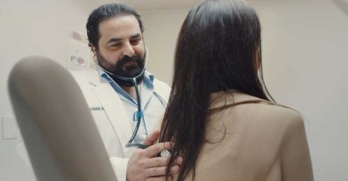dr achtchi with a cardiology patient heart exam at hamilton