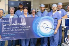 Heart & Vascular team members celebrate the first PulseSelect™ pulsed field ablation system procedure at Hamilton Medical Center.