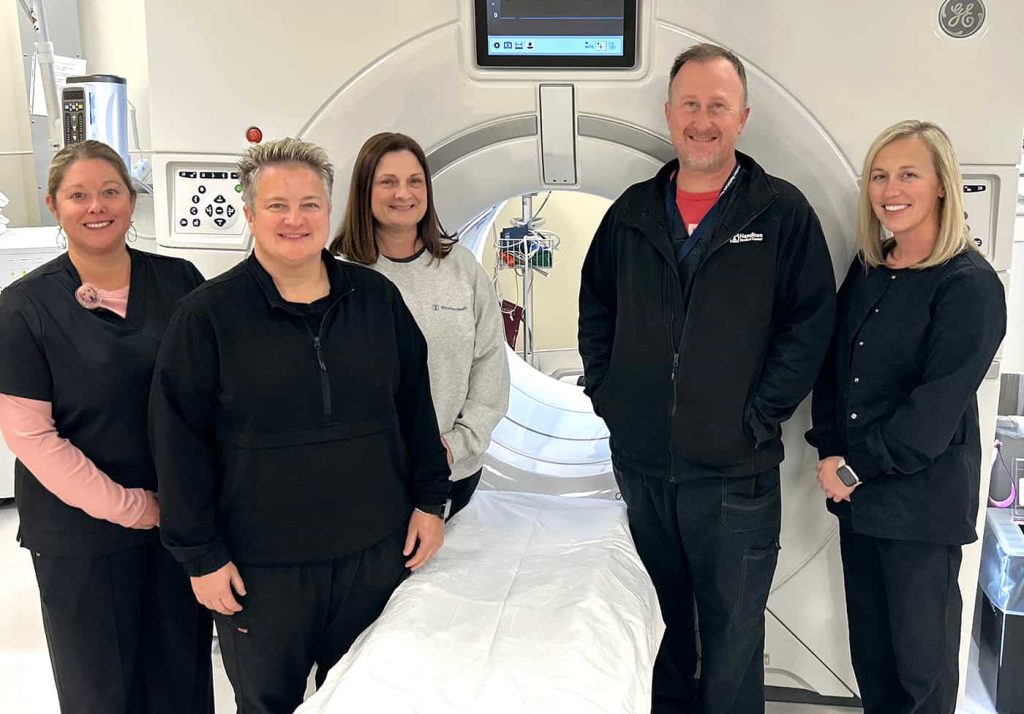 Hamilton CT technologists are pictured. From left are Tonja Ensley, Christina Lively, Lisa Redmond, James Bryant and Jennifer Middlebrooks.