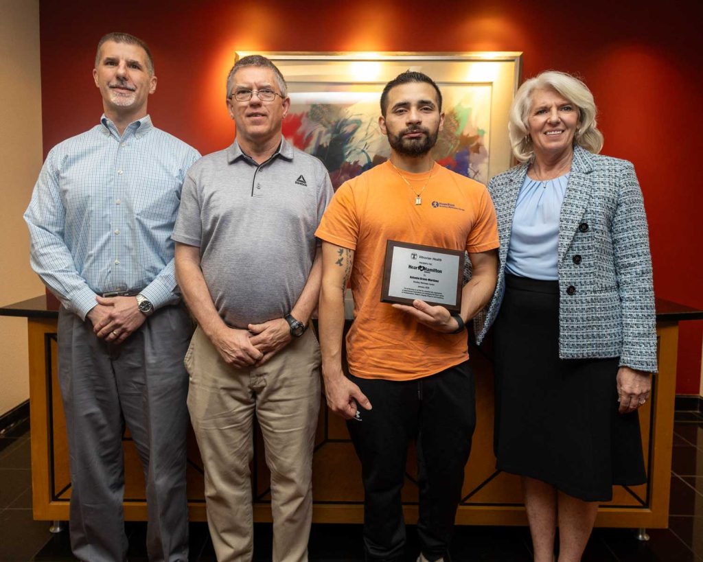 Award winner, Antonio, with leadership