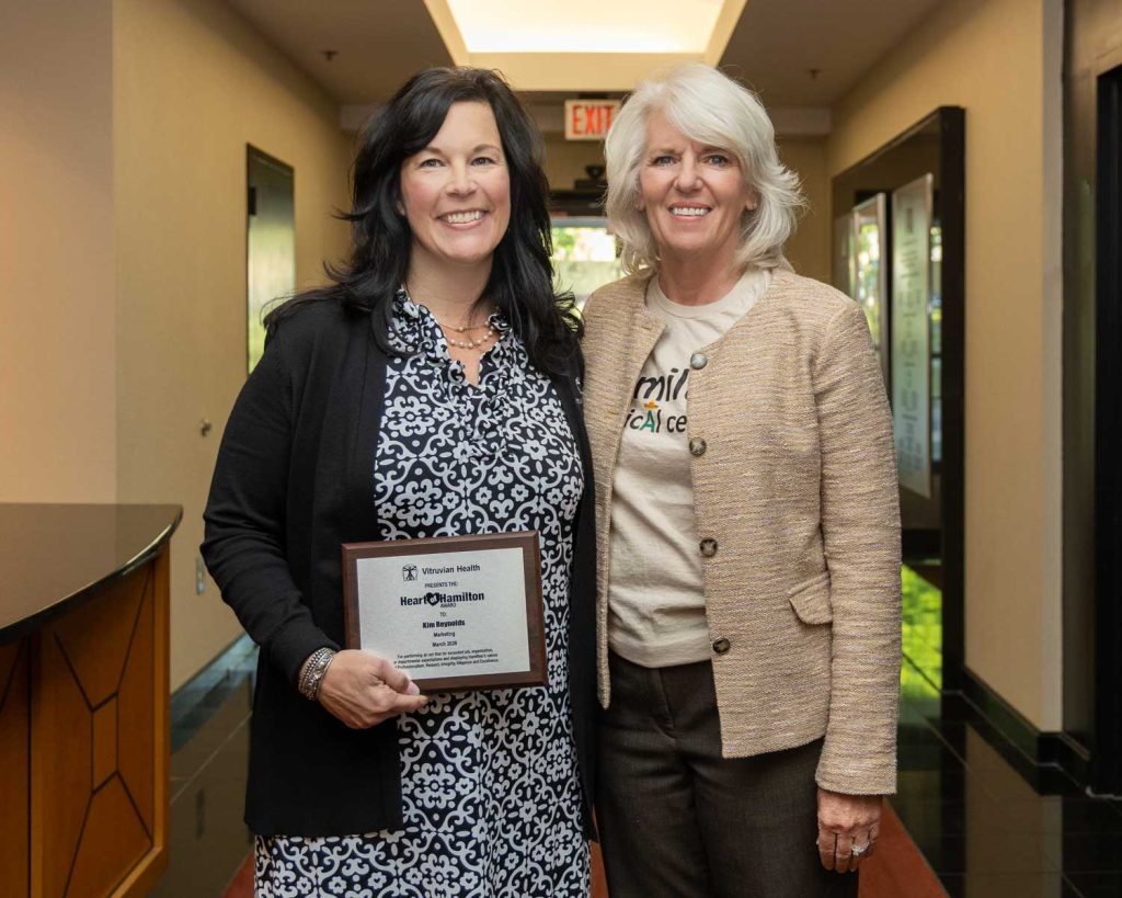Award winner, Kim Reynolds, with CEO Sandy McKenzie